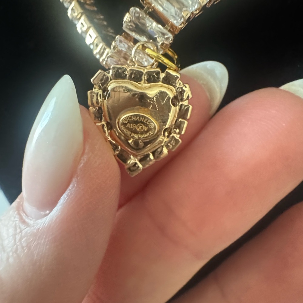 Gold-Tone Heart Pendant Tennis Necklace - Women Jewelry - Picture 4 of 9